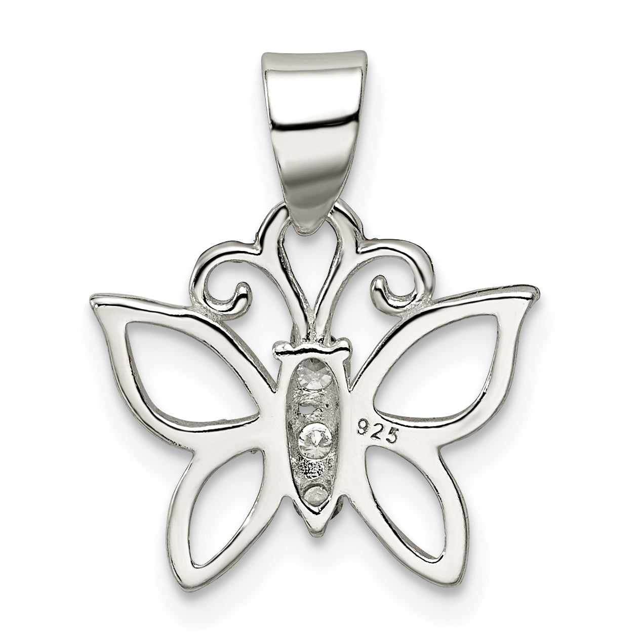 Sterling Silver Cz Butterfly Pendant