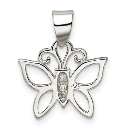 Sterling Silver Cz Butterfly Pendant