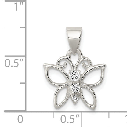 Sterling Silver Cz Butterfly Pendant