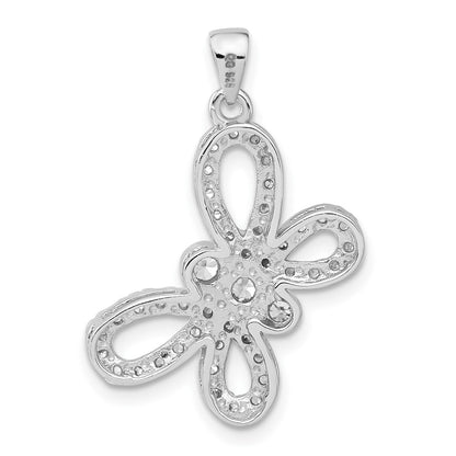 Sterling Silver Cz Butterfly Pendant