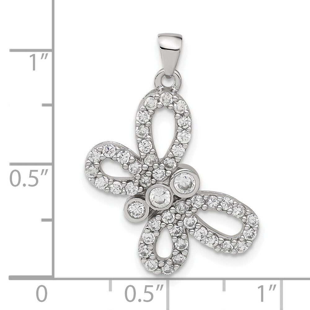 Sterling Silver Cz Butterfly Pendant