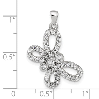 Sterling Silver Cz Butterfly Pendant