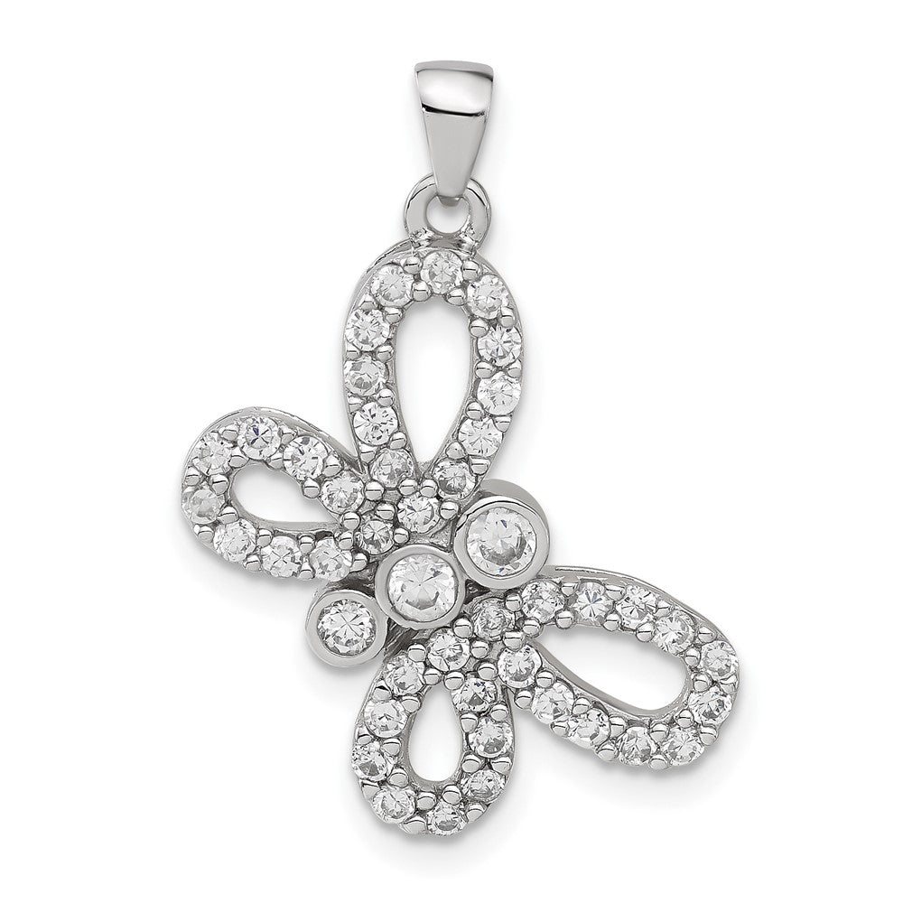 Sterling Silver Cz Butterfly Pendant