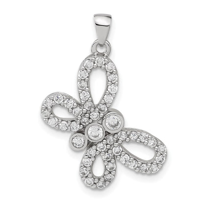 Sterling Silver Cz Butterfly Pendant