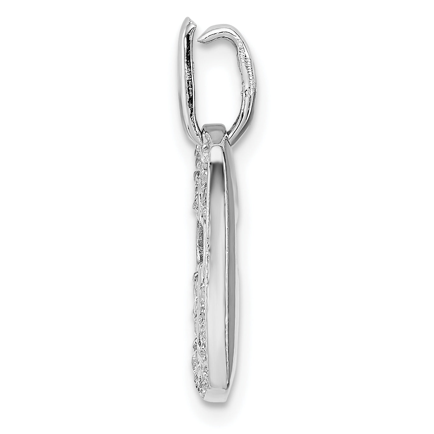Sterling Silver Rhodiulm Plated Faith Cz Open Cross Charm