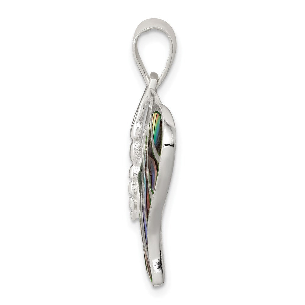 Sterling Silver Rhodium-Plated Abalone Butterfly Pendant
