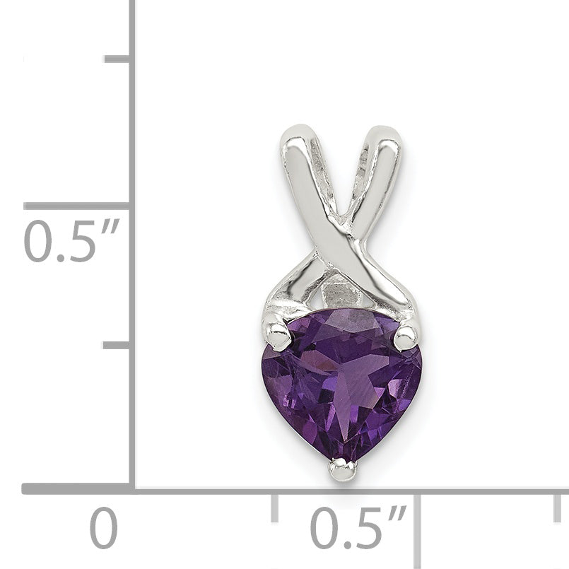 Sterling Silver Rhodium Plated Amethyst Fancy Pendant