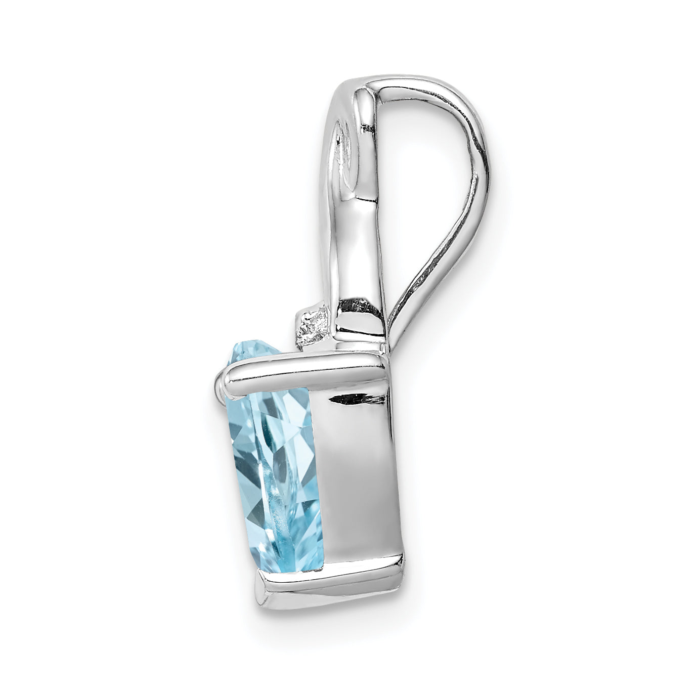 Sterling Silver Rhodium Plated Diamond & Lt Swiss Bt Heart Pendant