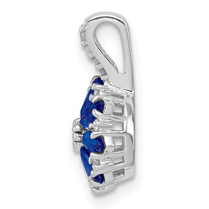 Sterling Silver Rhodium Plated Diamond & Sapphire Pendant