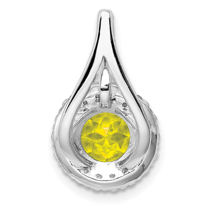 Sterling Silver Rhodium White Topaz u0026 Lemon Quartz Circle Pendant