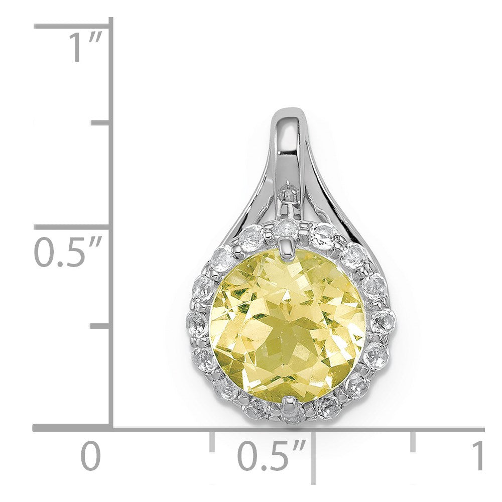 Sterling Silver Rhodium White Topaz u0026 Lemon Quartz Circle Pendant
