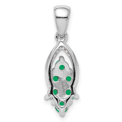 Sterling Silver Rhodium-plated Diamond u0026 Emerald Pendant