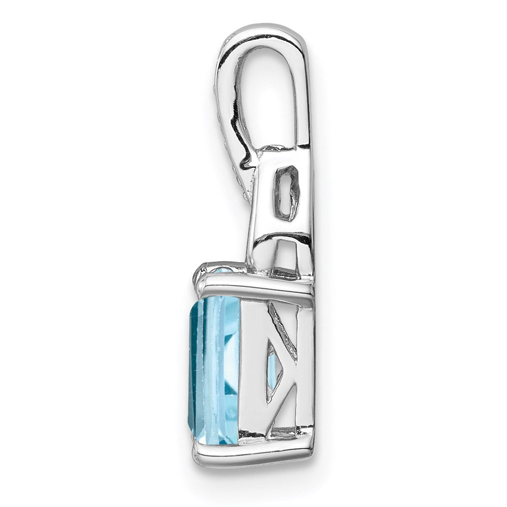 Sterling Silver Rhodium-plated Diamond u0026 Light Blue Topaz Pendant