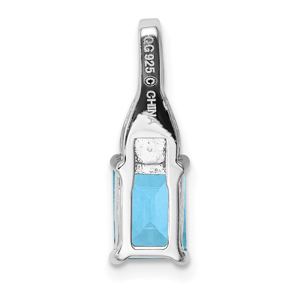 Sterling Silver Rhodium-plated Diamond u0026 Light Blue Topaz Pendant