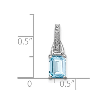 Sterling Silver Rhodium-plated Diamond u0026 Light Blue Topaz Pendant