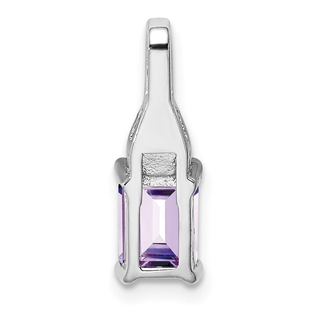 Sterling Silver Rhodium-plated Diamond u0026 Pink Quartz Pendant