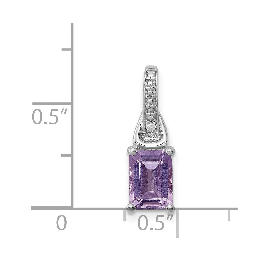 Sterling Silver Rhodium-plated Diamond u0026 Pink Quartz Pendant
