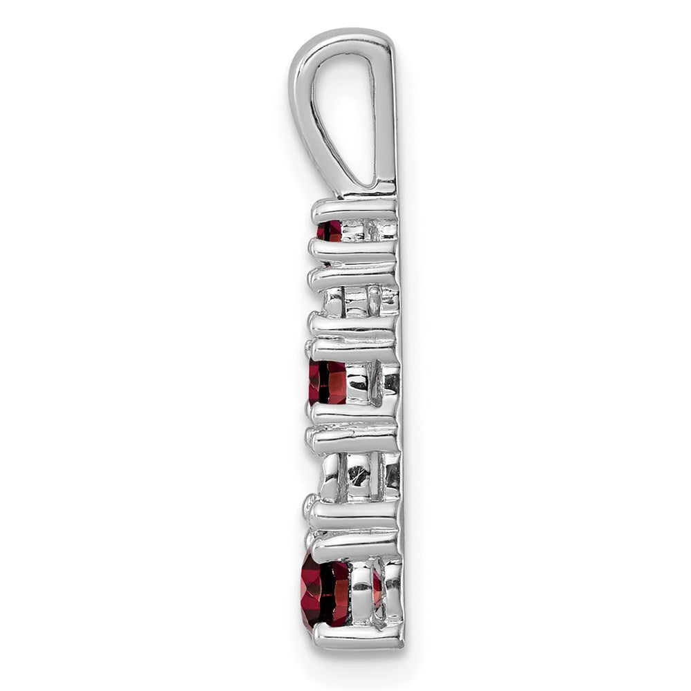 Sterling Silver Rhodium-plated Garnet u0026 Diamond Pendant
