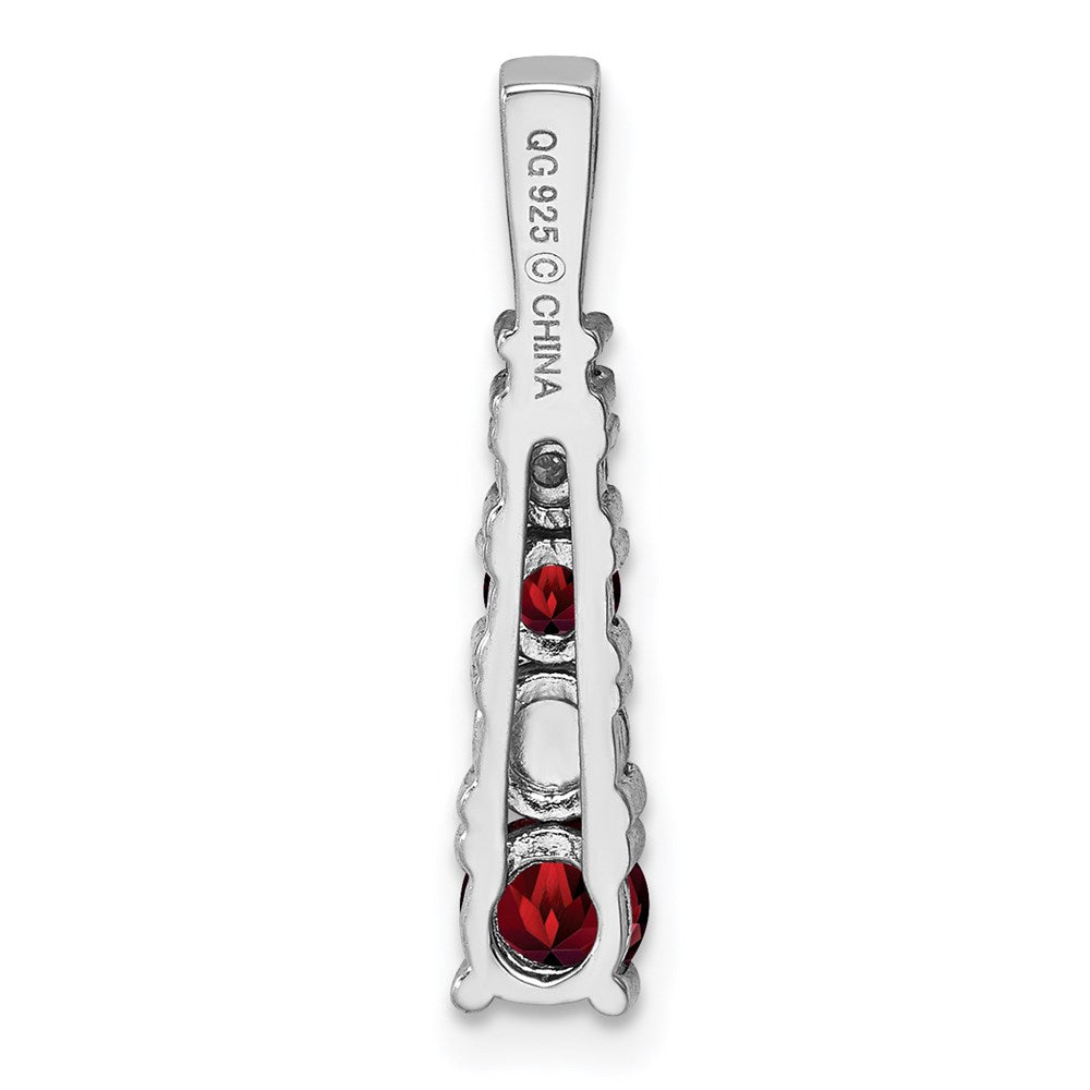 Sterling Silver Rhodium-plated Garnet u0026 Diamond Pendant