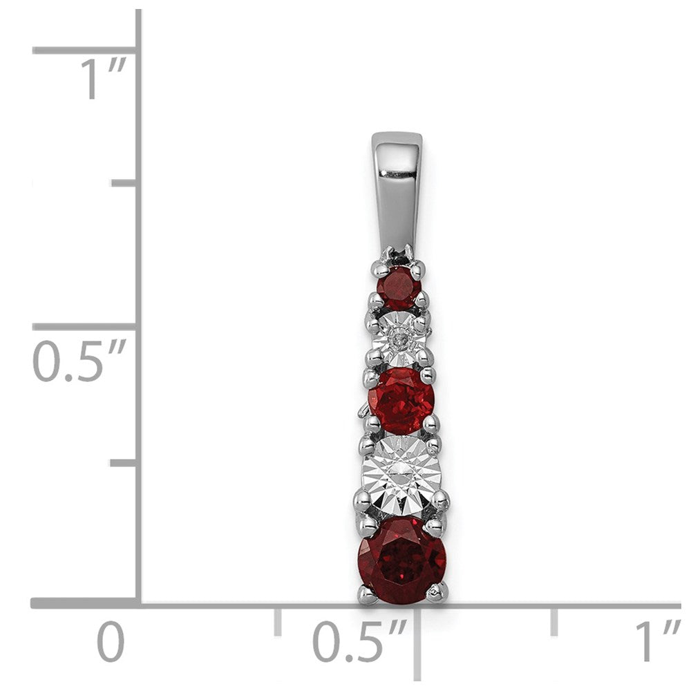 Sterling Silver Rhodium-plated Garnet u0026 Diamond Pendant