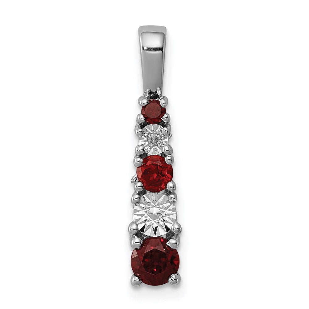 Sterling Silver Rhodium-plated Garnet u0026 Diamond Pendant
