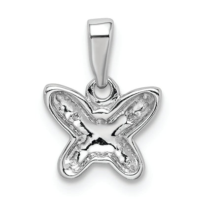 Sterling Silver Rhodium Plated Diamond Butterfly Pendant