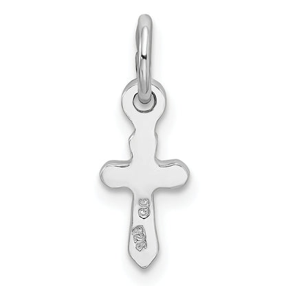 Sterling Silver Rh-Pltd Child'S Apr Clear Preciosca Crystal Cross Pendant