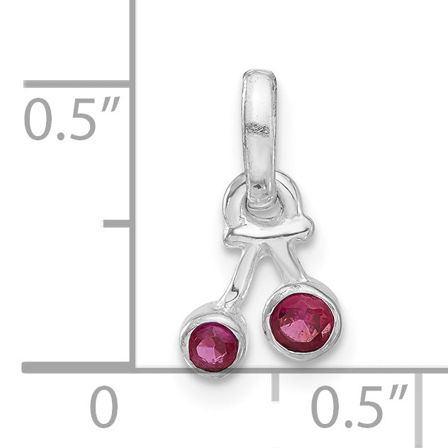 Sterling Silver Synthetic Ruby Cherry Kid'S Pendant