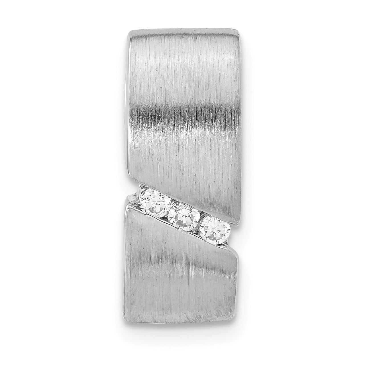 Sterling Silver Brushed Cz Slide