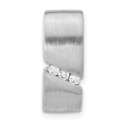 Sterling Silver Brushed Cz Slide