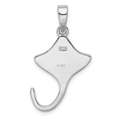 Sterling Silver Rhodium-Plated Created Blue Opal Stingray Pendant