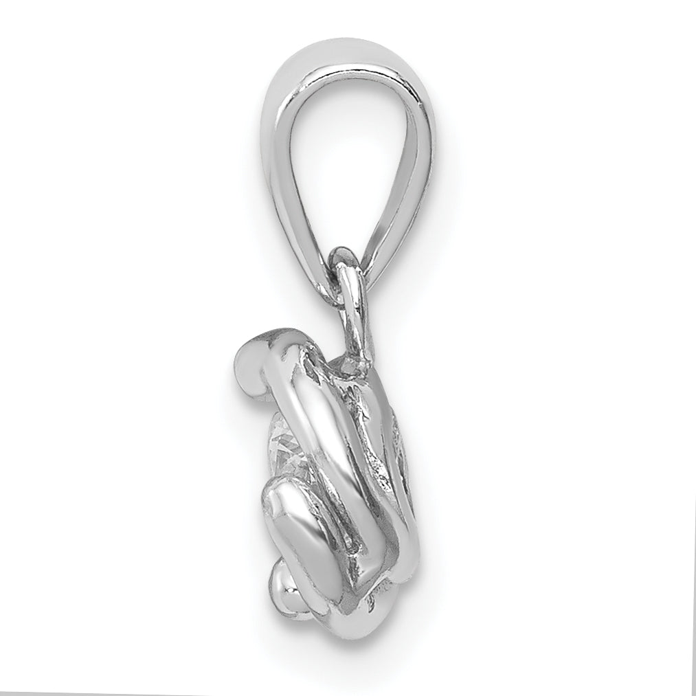Sterling Silver Rhodium-Plated Polished W/ Cz Pendant