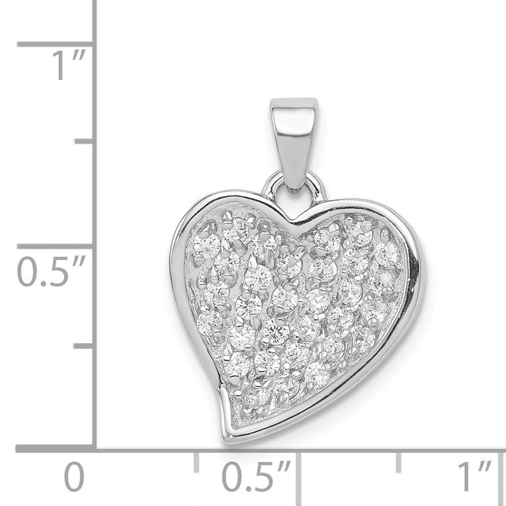 Sterling Silver Polished Rhodium Plating Cz Heart Pendant (QP4458 ...