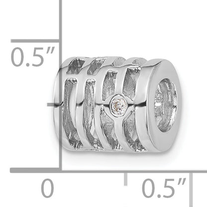 Sterling Silver Polished Cz Bead