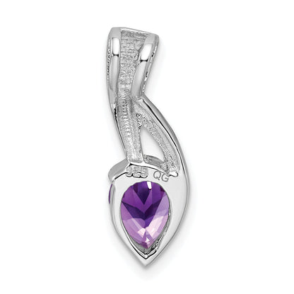Sterling Silver Rhodium-Plated Amethyst Pendant