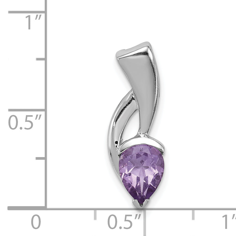 Sterling Silver Rhodium-Plated Amethyst Pendant