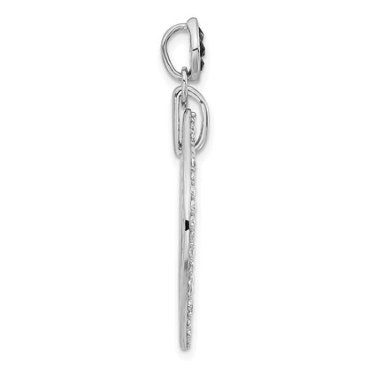 Sterling Silver Rhodium-Plated Polished Fancy Black Onyx & Cz Pendant