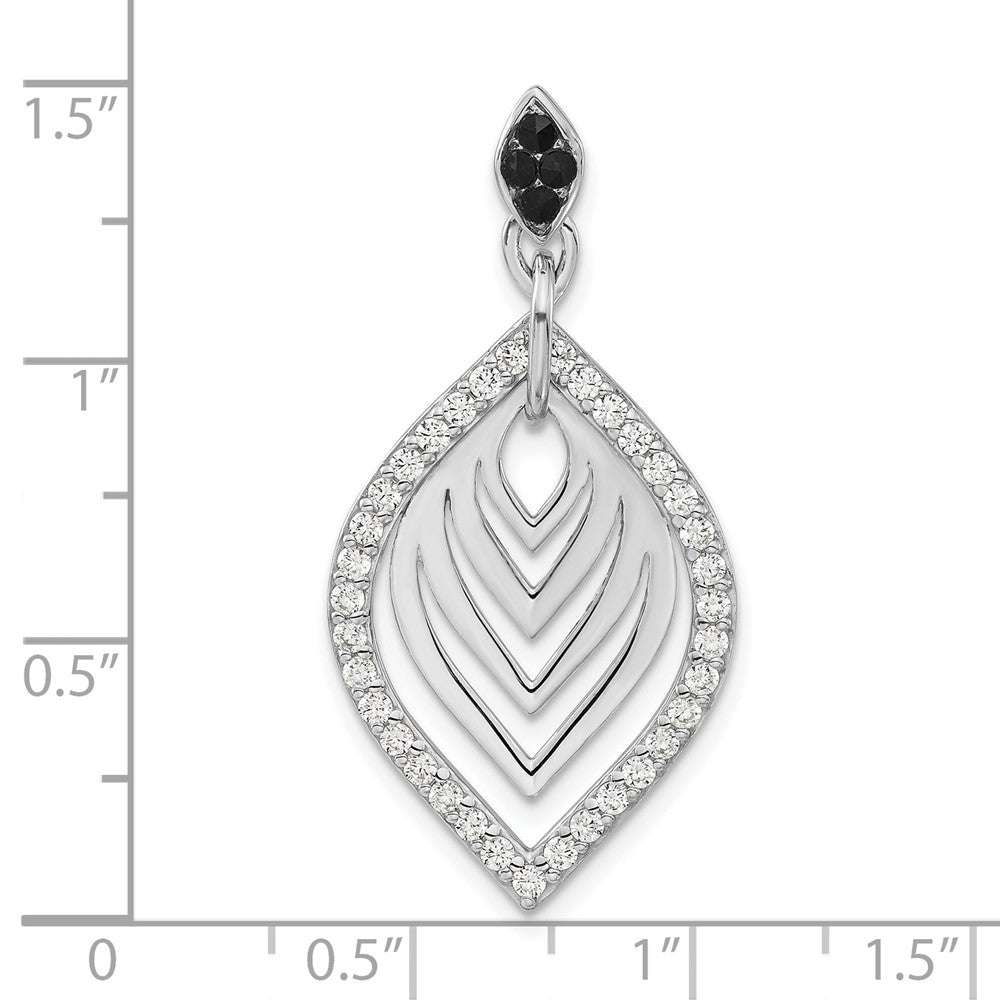 Sterling Silver Rhodium-Plated Polished Fancy Black Onyx & Cz Pendant