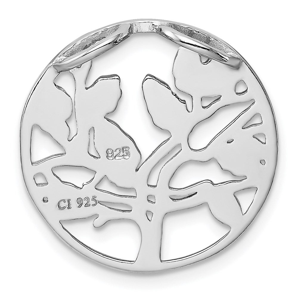 Sterling Silver Rhodium-Plated Blue Created Opal Tree Pendant