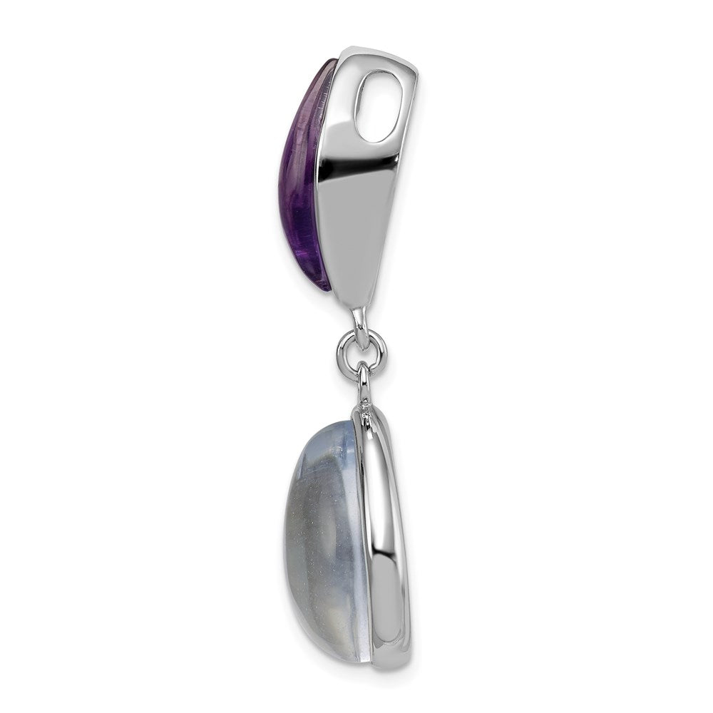 Sterling Silver Rhodium-plated Amethyst u0026 MOP Teardrop Slide