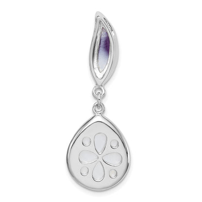 Sterling Silver Rhodium-plated Amethyst u0026 MOP Teardrop Slide