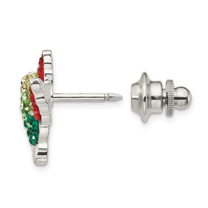 Sterling Silver Antiqued Multi-Colored Preciosa Crystal Hummingbird Pin
