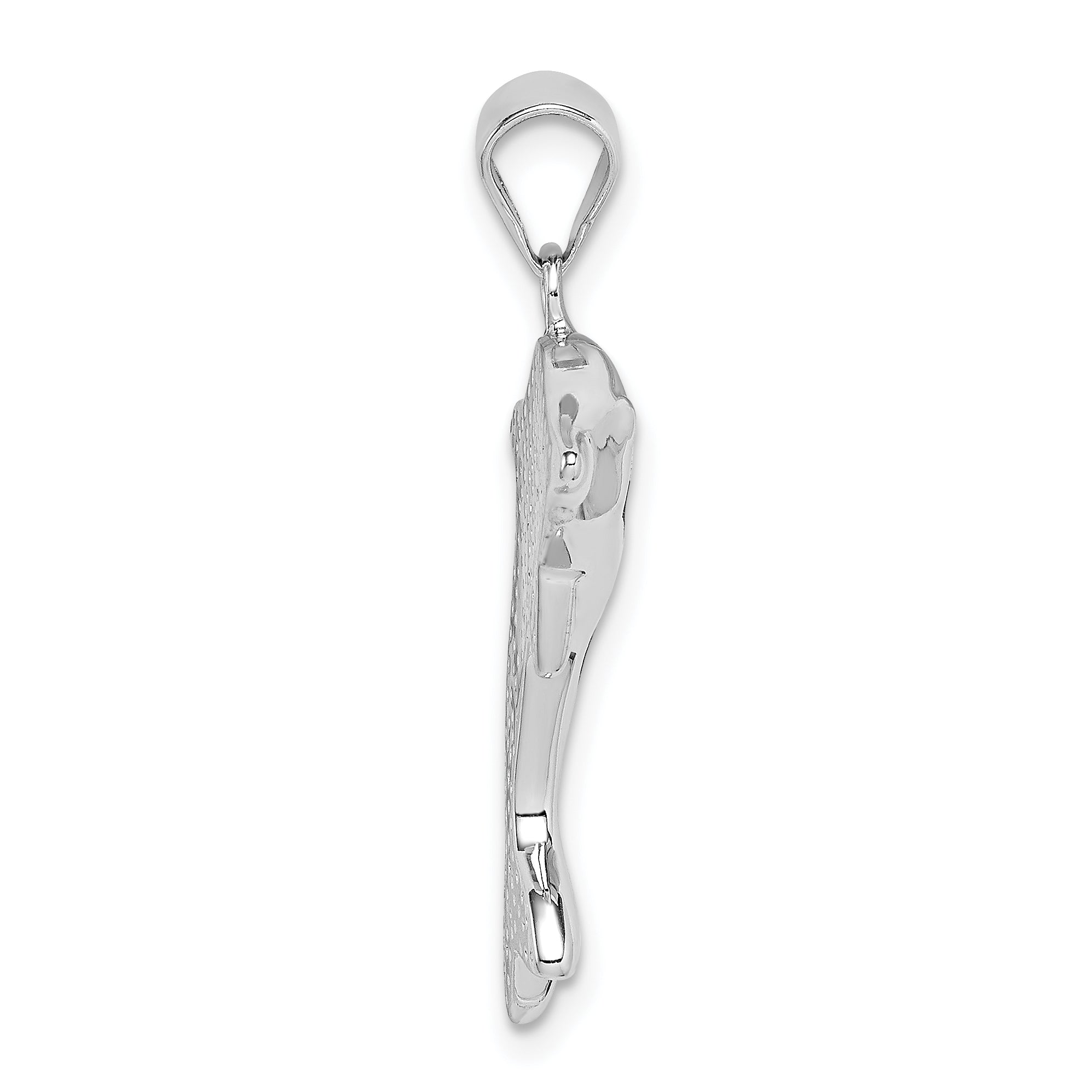 Sterling Silver Rhodium-Plated Polished Created Blue Opal Dolphin Pendant