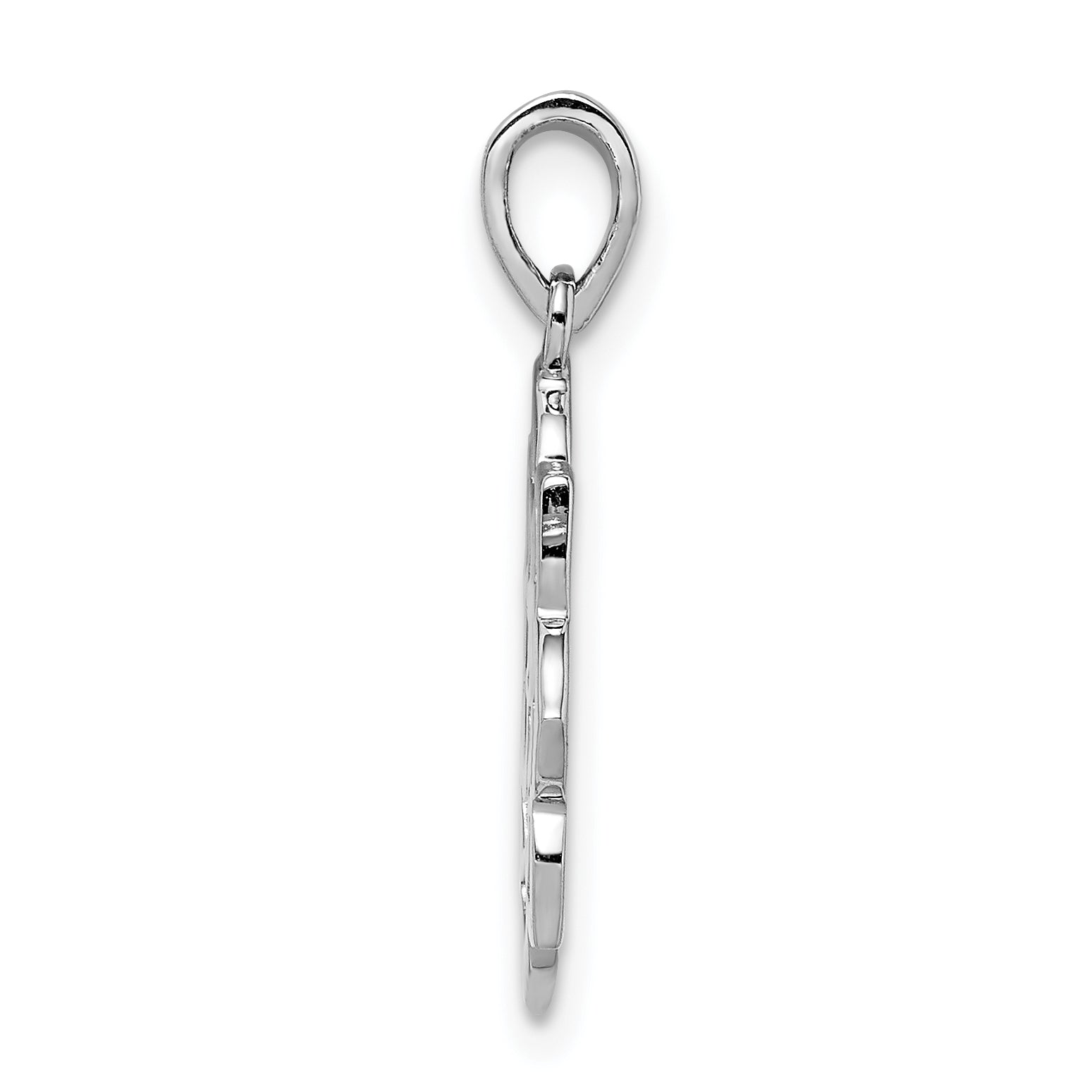Sterling Silver Rhodium-Plated Lotus W/Om Center Pendant