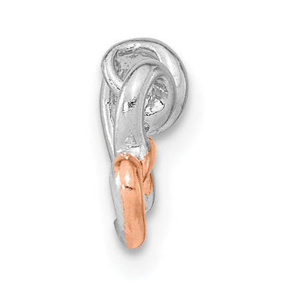 Ss/Rose Plated Sterling Silver Rh-Plated & Rose Gold-Plated Double Heart Chain Slide