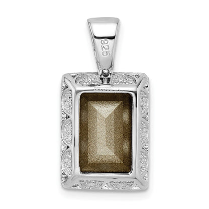 Sterling Silver Rhodium-Plated Cz & Yellow Swarovski Crystal Pendant