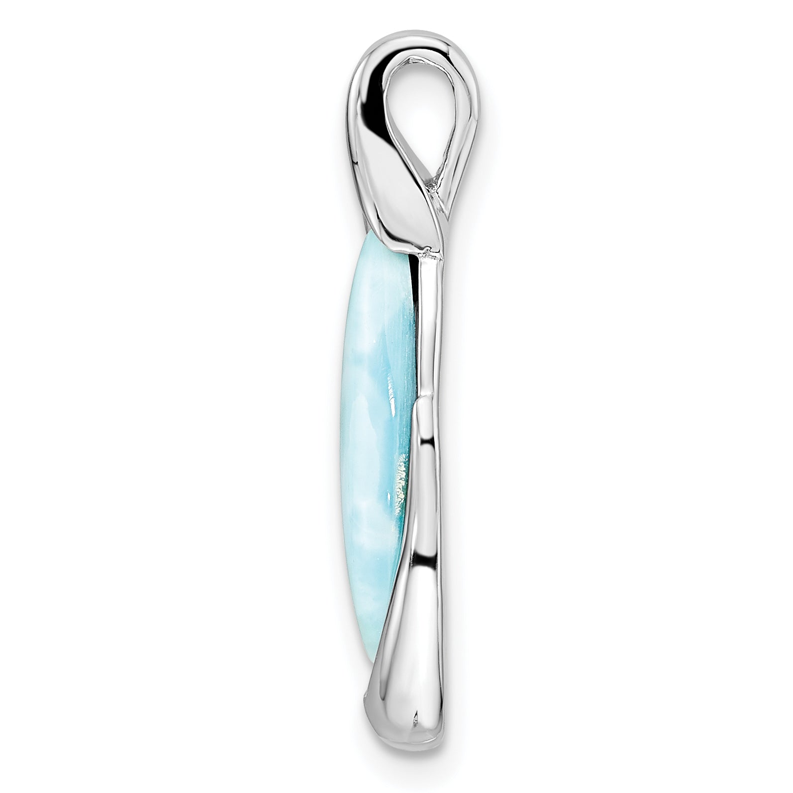 Sterling Silver Rhodium-Plated Polished Larimar Pendant