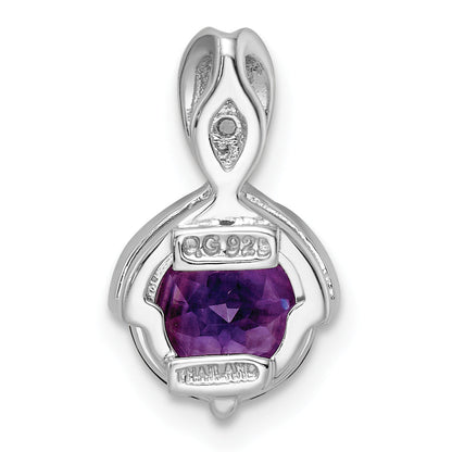 Sterling Silver Ss Rhod-Plated Circle 1.86Tw Amethyst/White Topaz Pendant