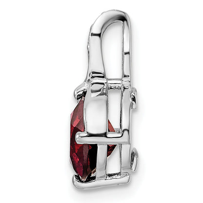 Sterling Silver Rh-Plated Circle 2.56T.W. Garnet/White Topaz Pendant