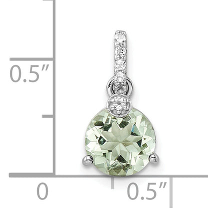 Sterling Silver Ss Rh-Plated Circle 1.68T.W. Green Quartz/White Topaz Pendant